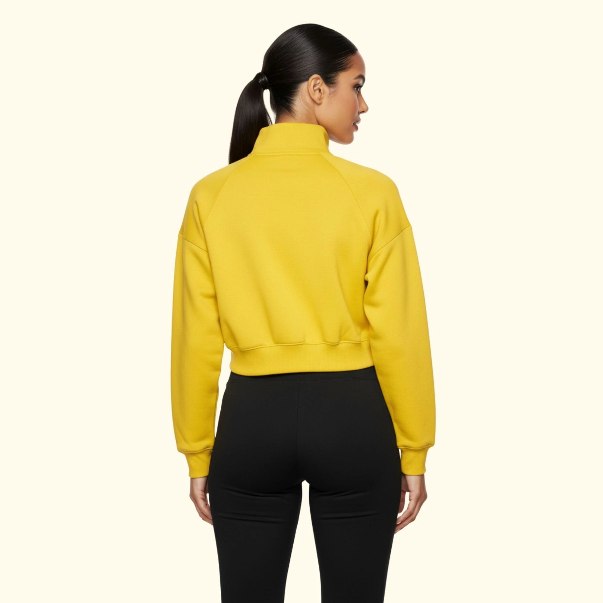 Basic Fermuarlı Crop Sweatshirt