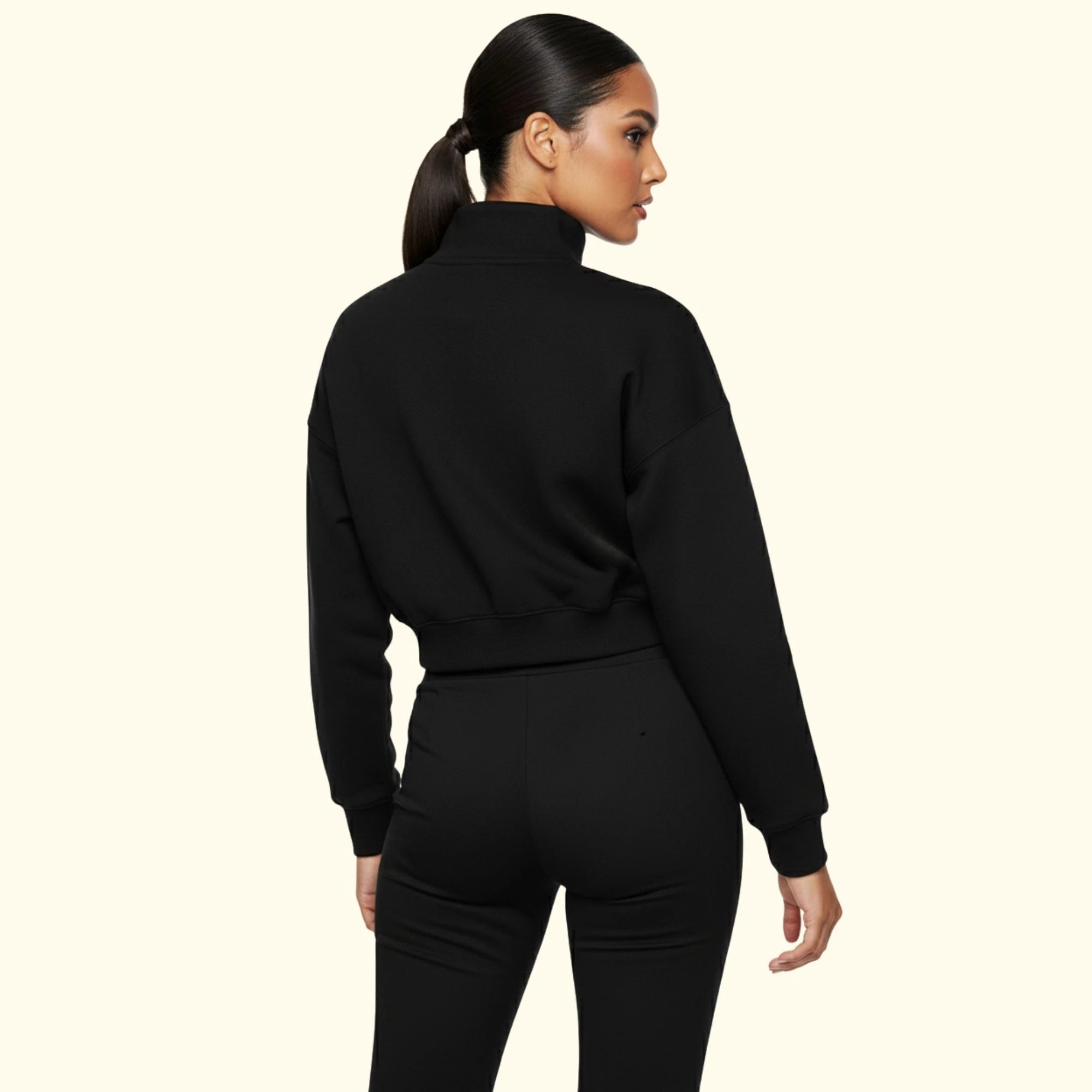 Basic Fermuarlı Crop Sweatshirt