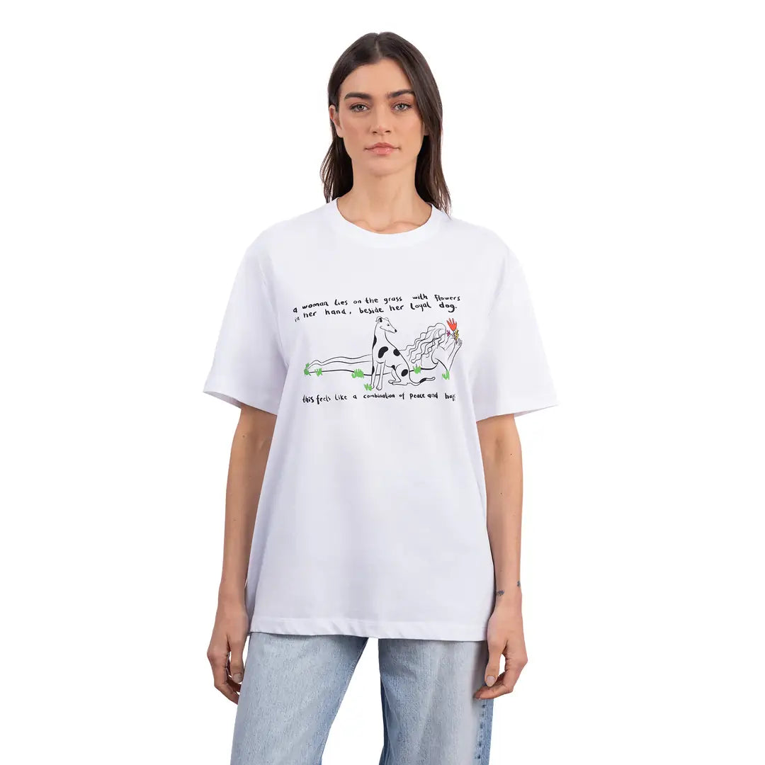 Friend Oversize Beyaz T-Shirt