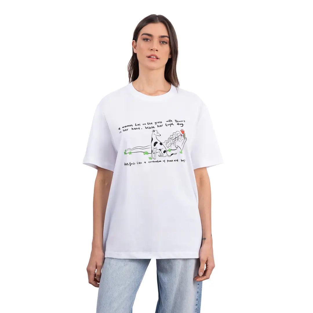 Friend Oversize Beyaz T-Shirt