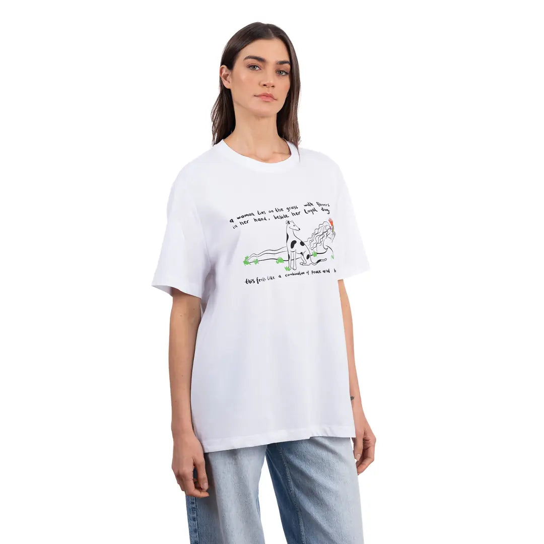 Friend Oversize Beyaz T-Shirt