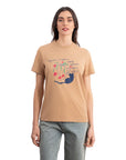 Cat Regular Açık Kahve T-Shirt