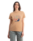 Cat Regular Açık Kahve T-Shirt