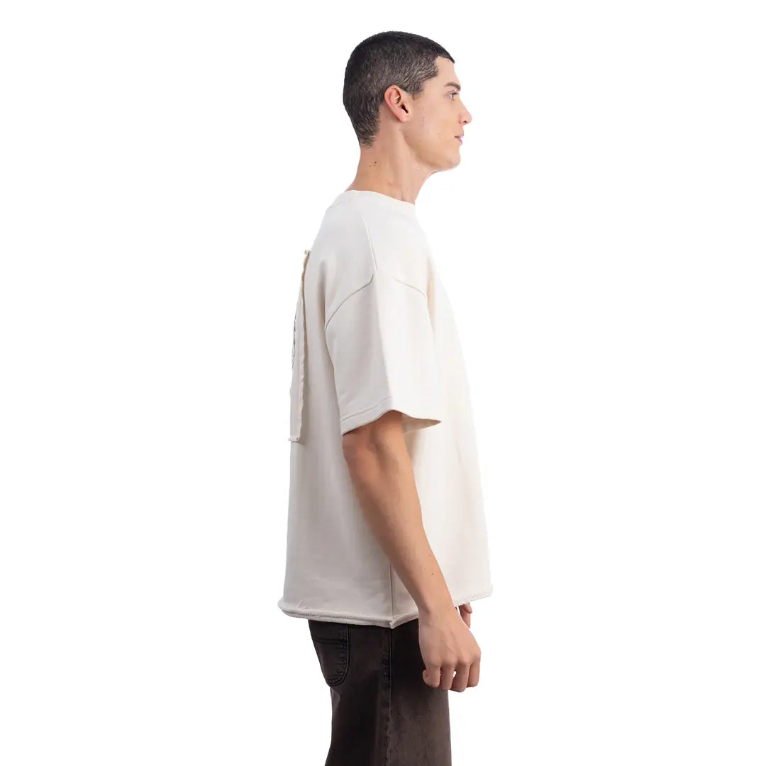 Vase Nakış Oversize Ekru T-Shirt
