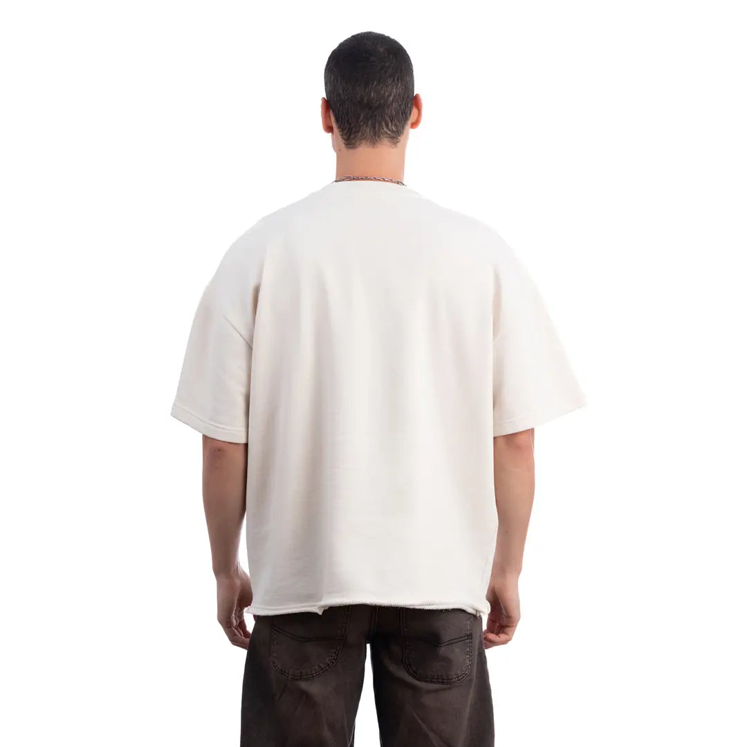 Lemon Nakış Oversize Ekru T-Shirt
