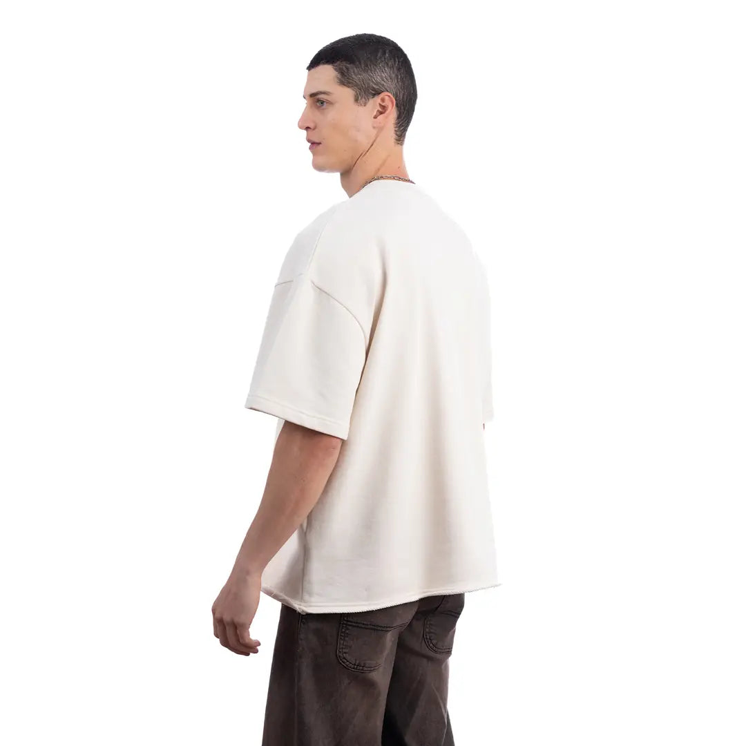 Lemon Nakış Oversize Ekru T-Shirt