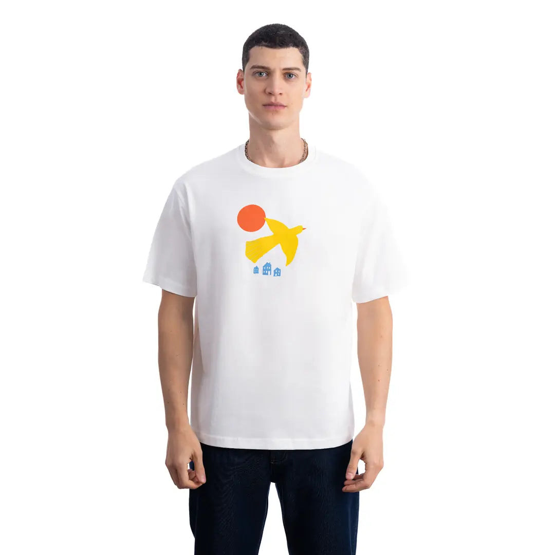 Yellow Bird Oversize Ekru T-Shirt