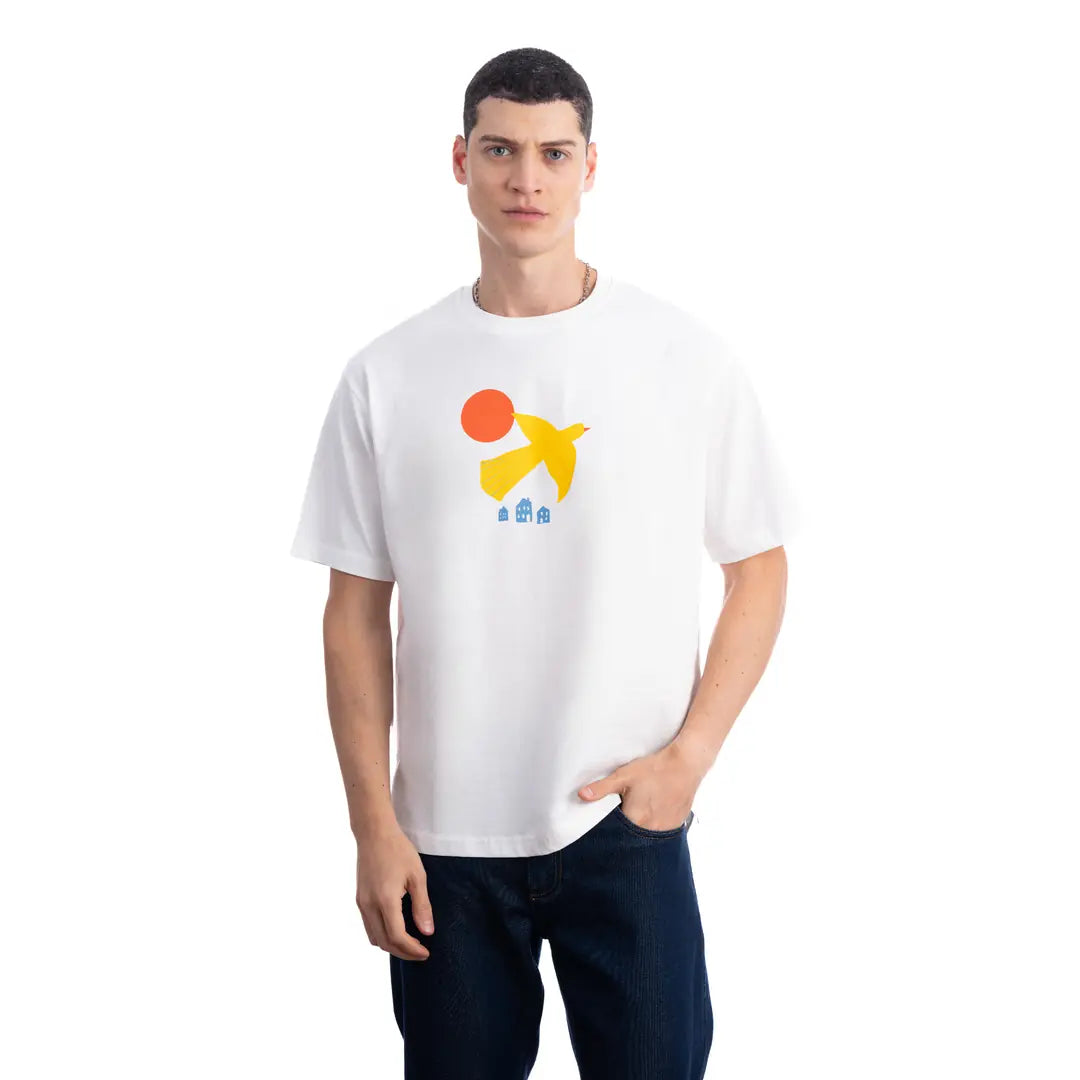 Yellow Bird Oversize Ekru T-Shirt