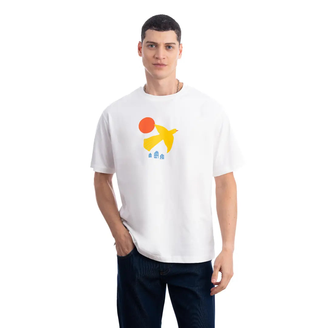 Yellow Bird Oversize Ekru T-Shirt