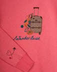 Travel Nakış Detaylı Oversize Pembe Sweatshirt