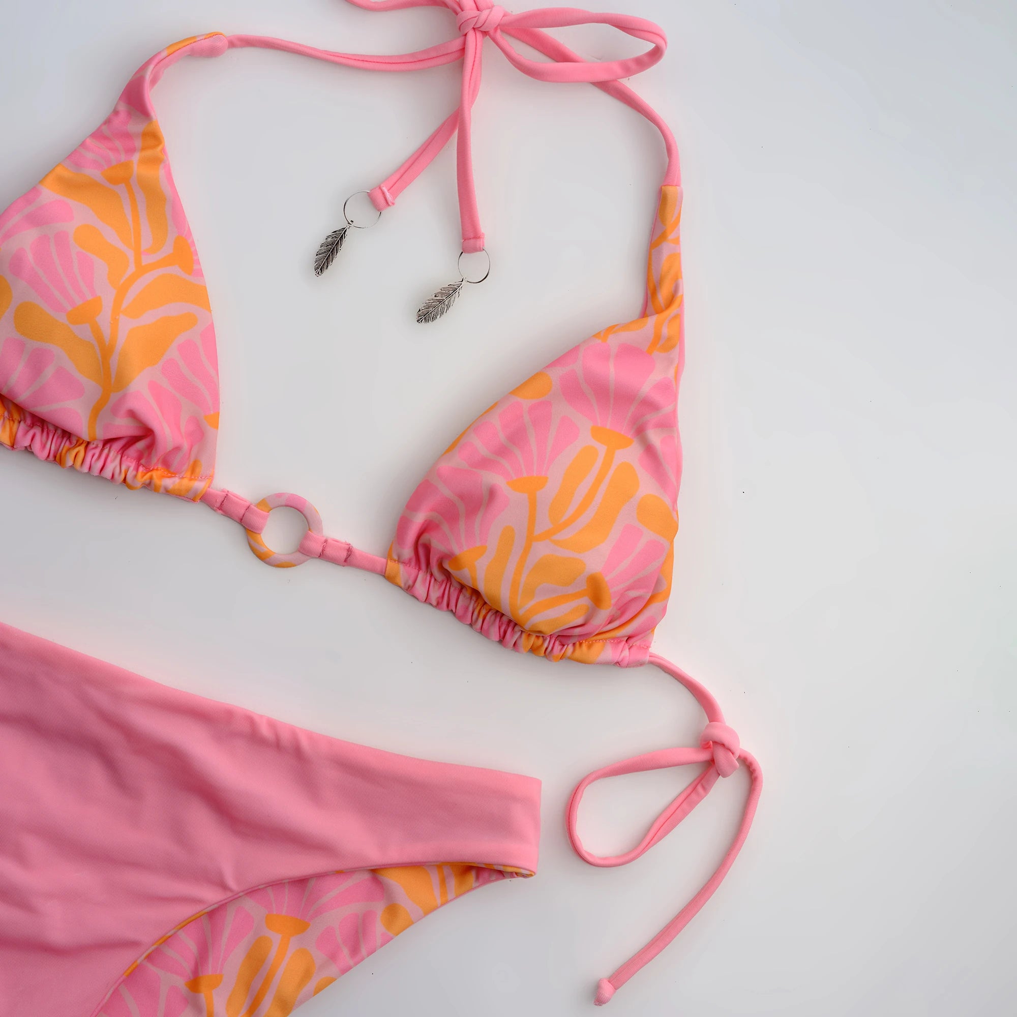 Retro Pink Çift Taraflı Bikini Takım