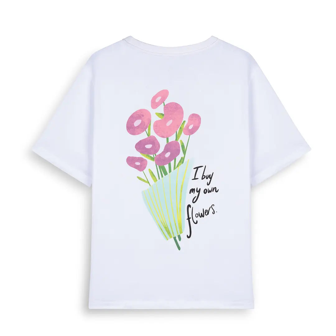 Be Happy Oversize Beyaz T-Shirt