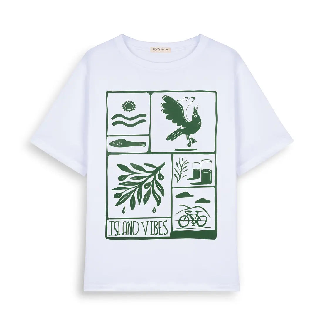 Island Vibes Oversize Beyaz T-Shirt
