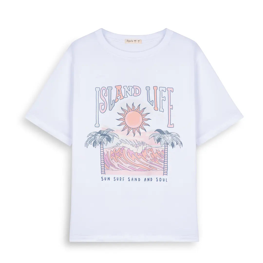 Island Life Oversize Beyaz T-Shirt