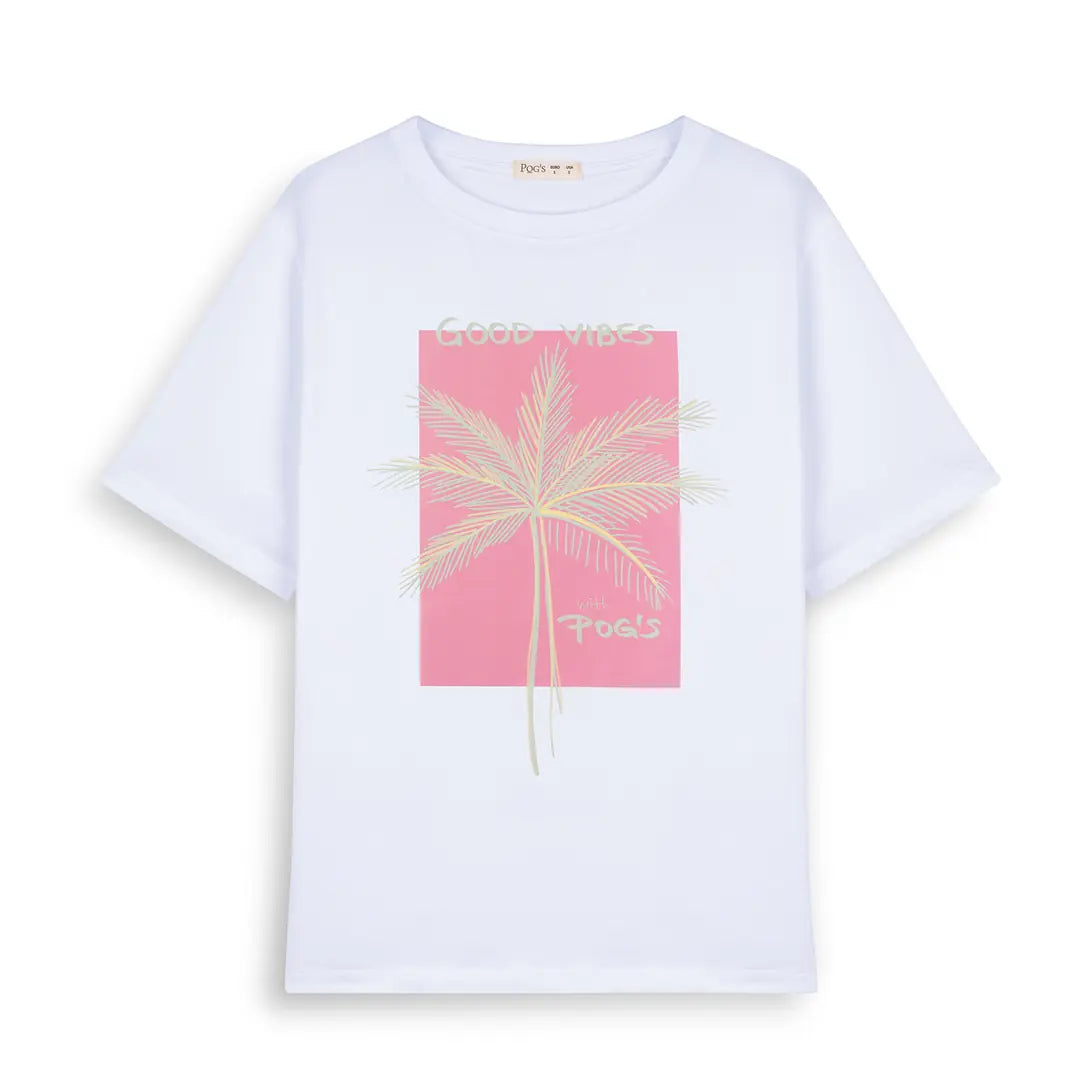 Good Vibes Oversize Beyaz T-Shirt