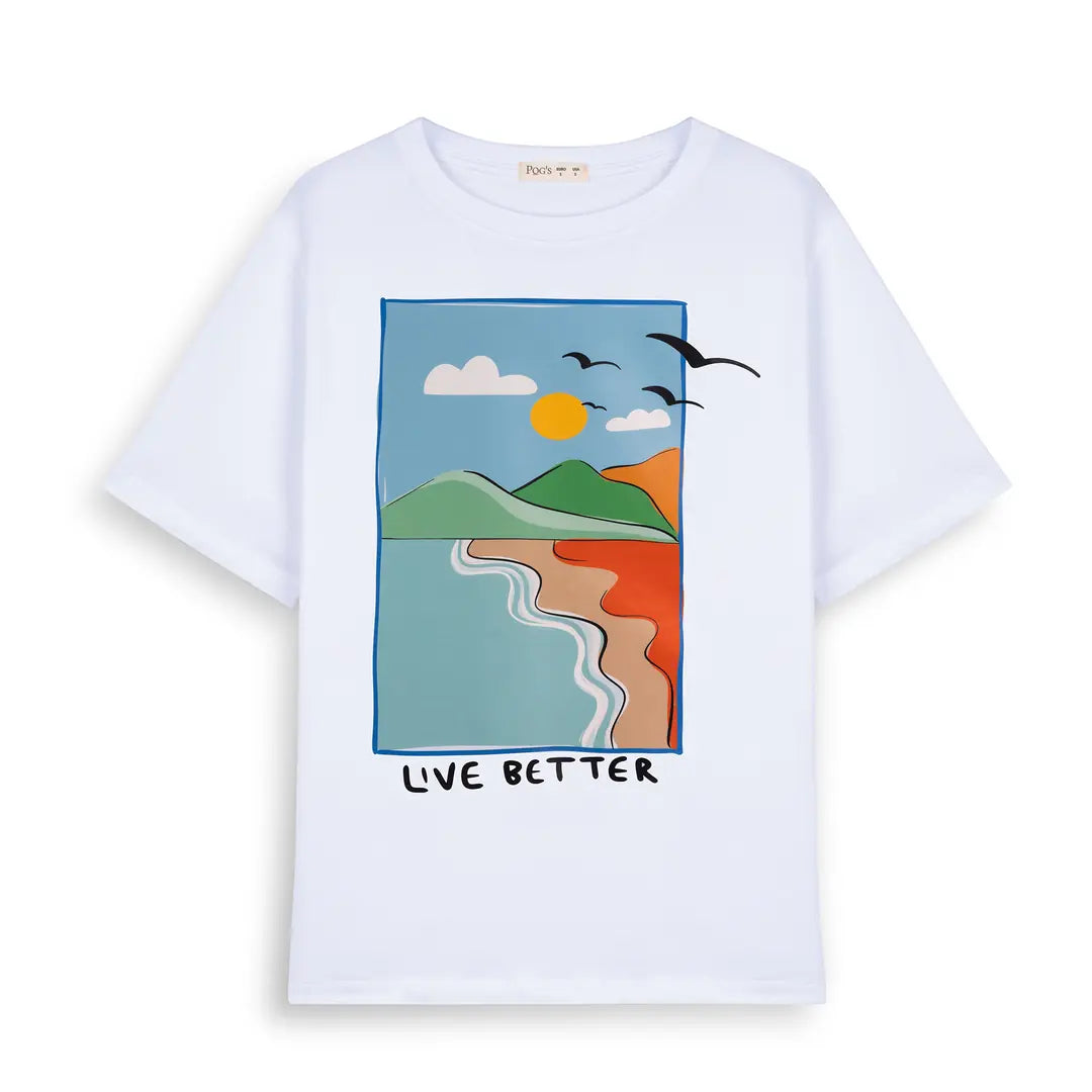 Live Oversize Beyaz T-Shirt