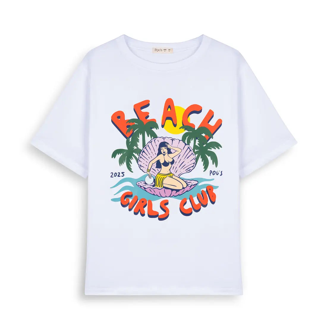 Girls Club Oversize Beyaz T-Shirt