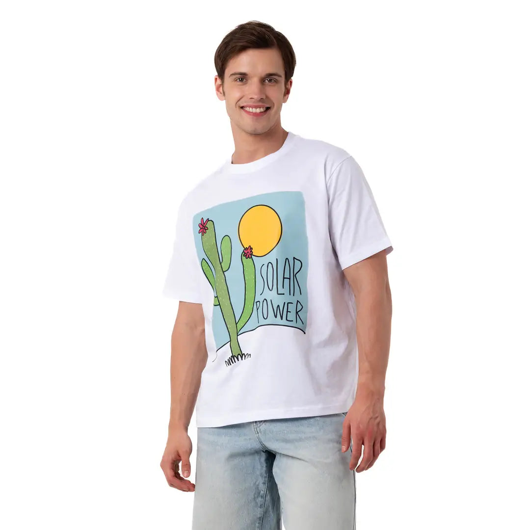 Solar Power Oversize Beyaz T-Shirt