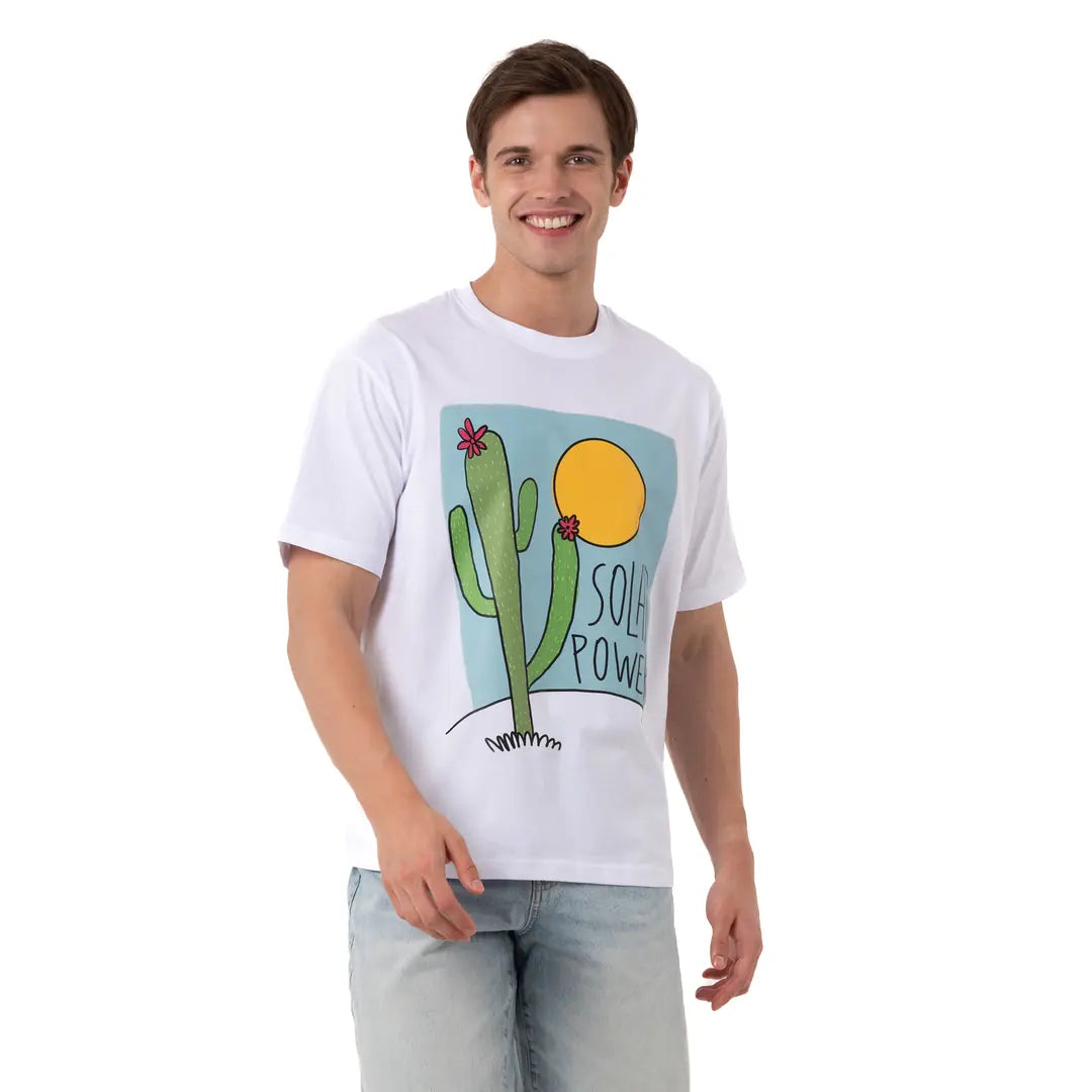 Solar Power Oversize Beyaz T-Shirt