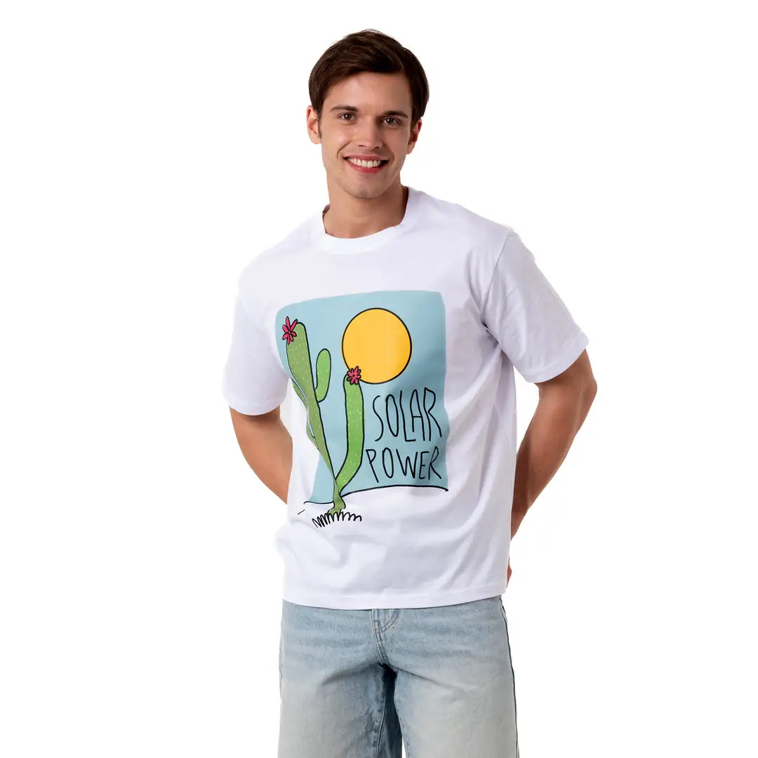 Solar Power Oversize Beyaz T-Shirt
