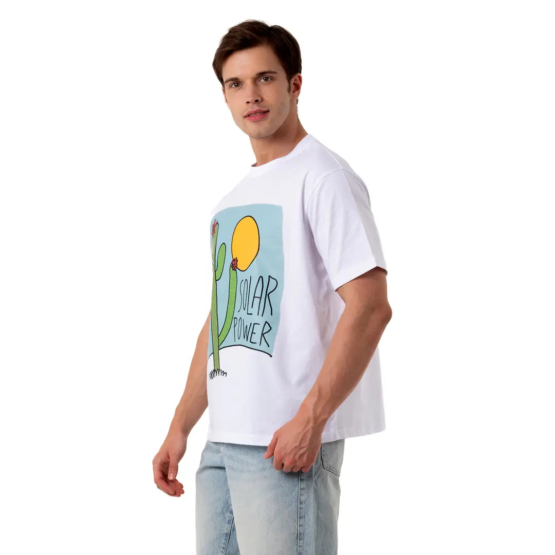 Solar Power Oversize Beyaz T-Shirt