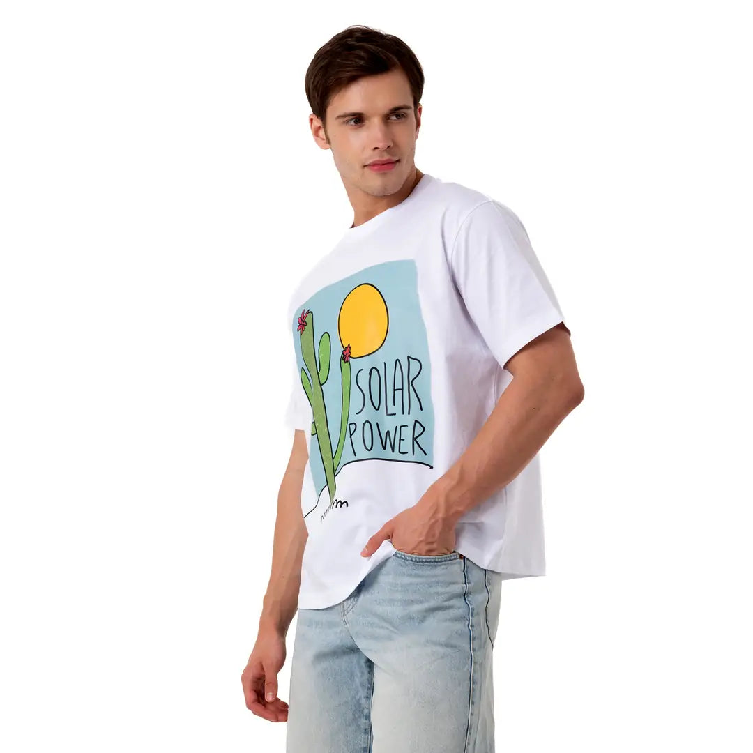 Solar Power Oversize Beyaz T-Shirt
