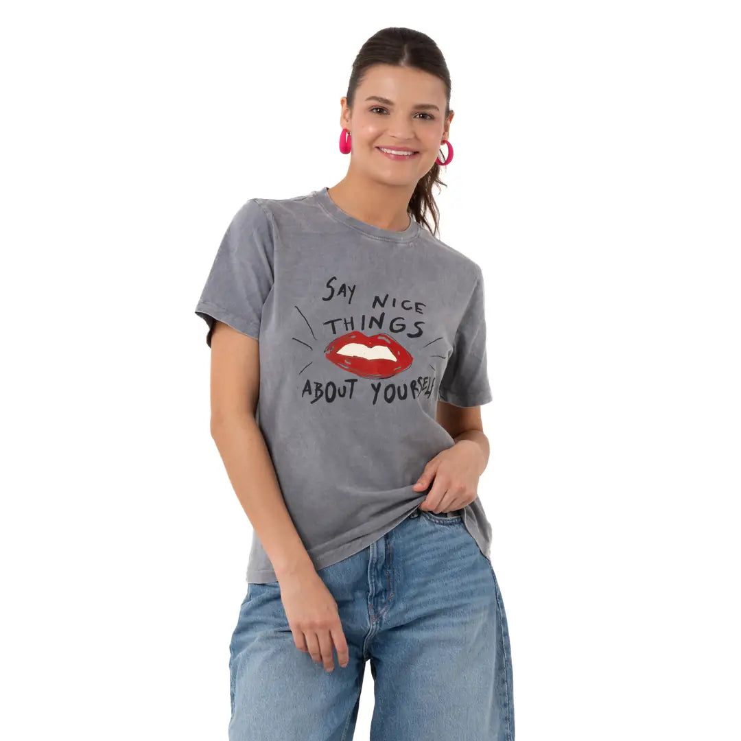 Lips Regular Gri T-Shirt