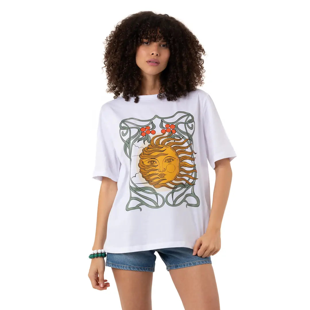 Sun Oversize Beyaz T-Shirt