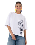 Ace Crop Oversize Beyaz T-Shirt