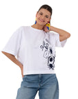 Ace Crop Oversize Beyaz T-Shirt