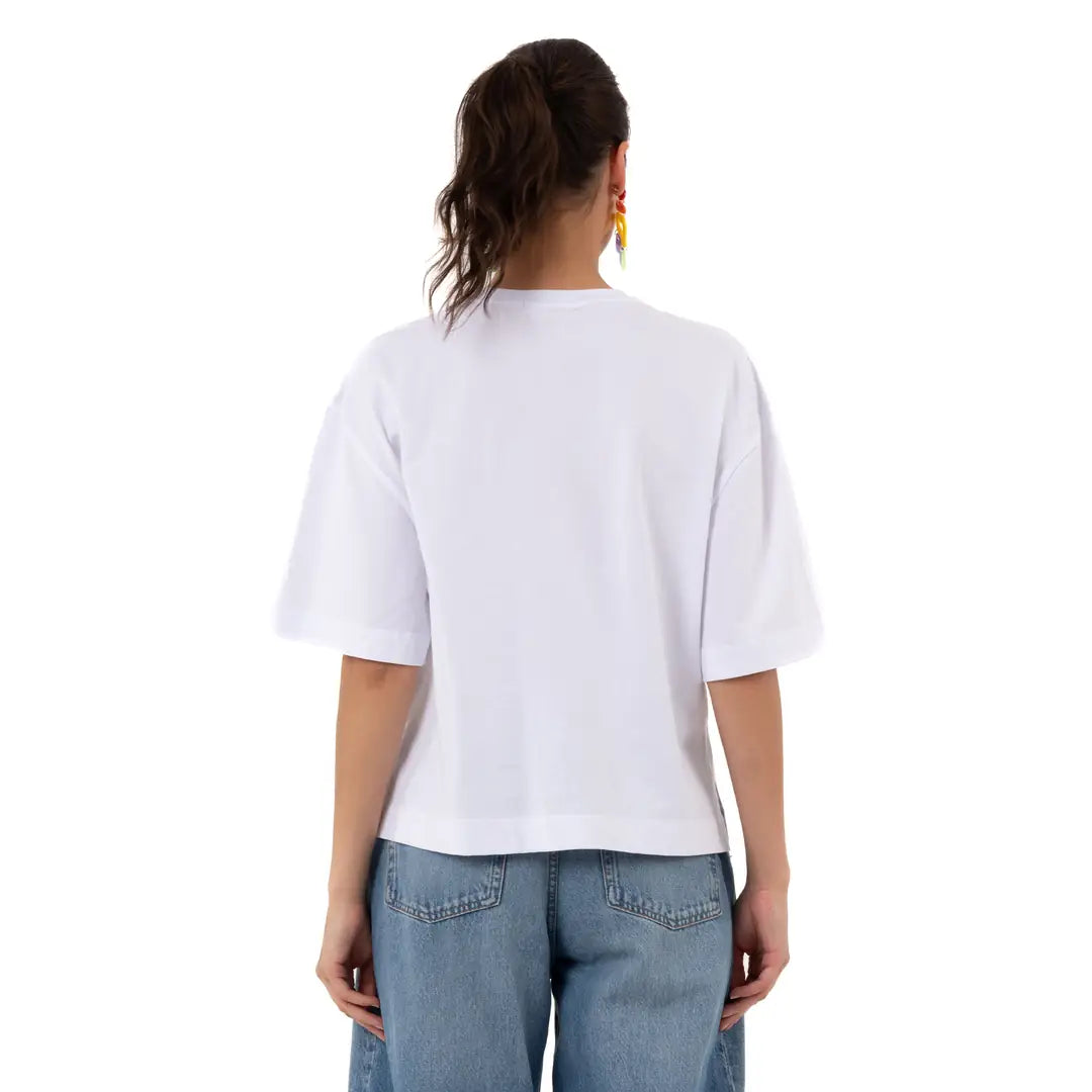 Ace Crop Oversize Beyaz T-Shirt