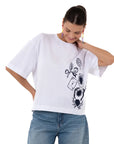Ace Crop Oversize Beyaz T-Shirt