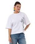 Ace Crop Oversize Beyaz T-Shirt