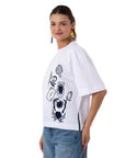 Ace Crop Oversize Beyaz T-Shirt