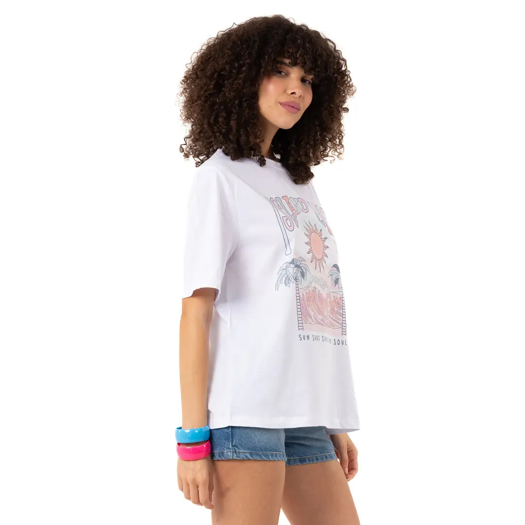 Island Life Oversize Beyaz T-Shirt