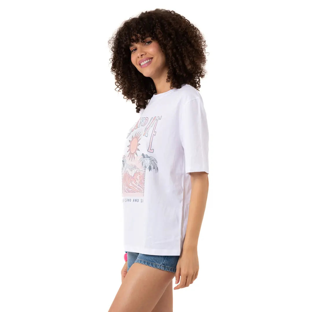 Island Life Oversize Beyaz T-Shirt