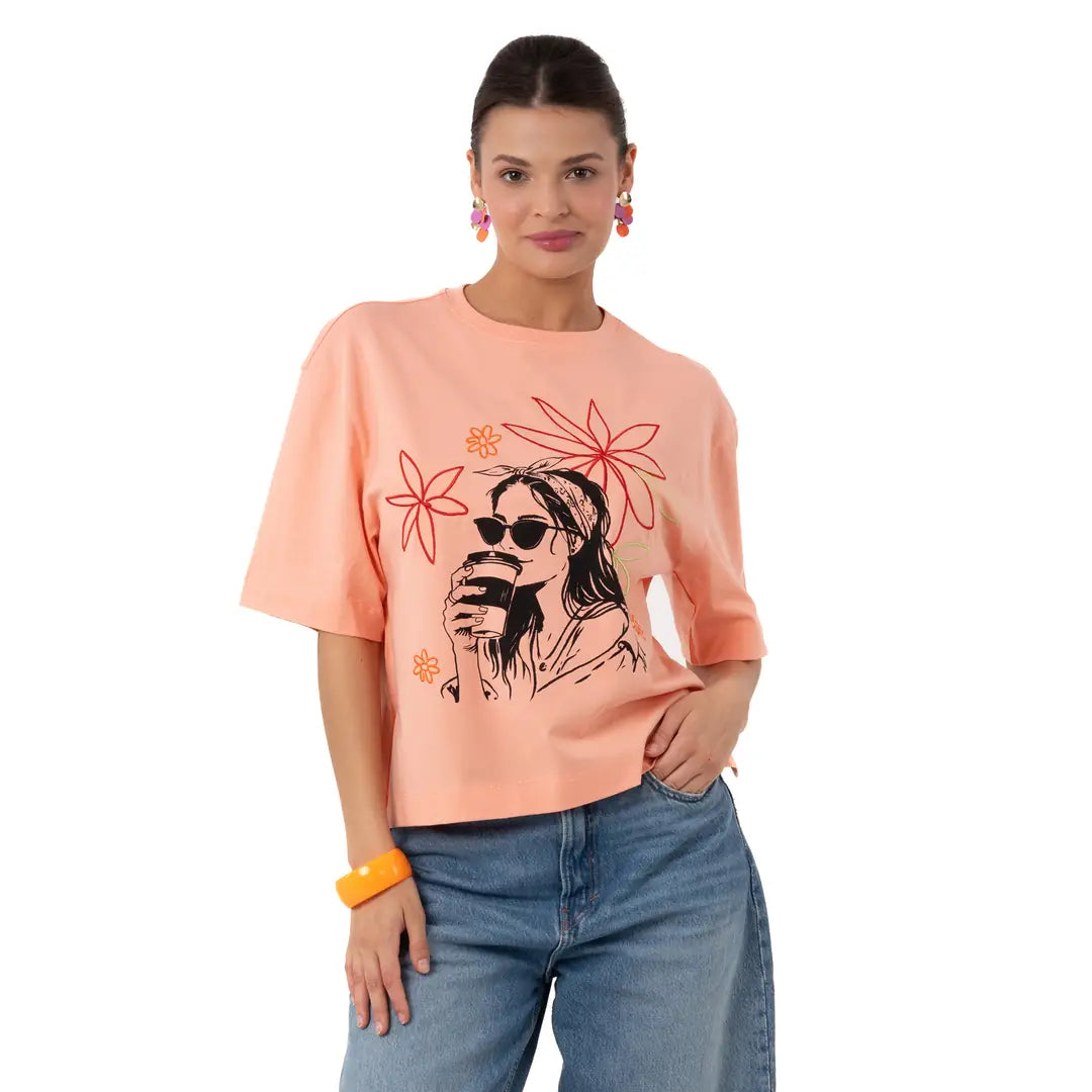 Coffee Crop Oversize Somon T-Shirt