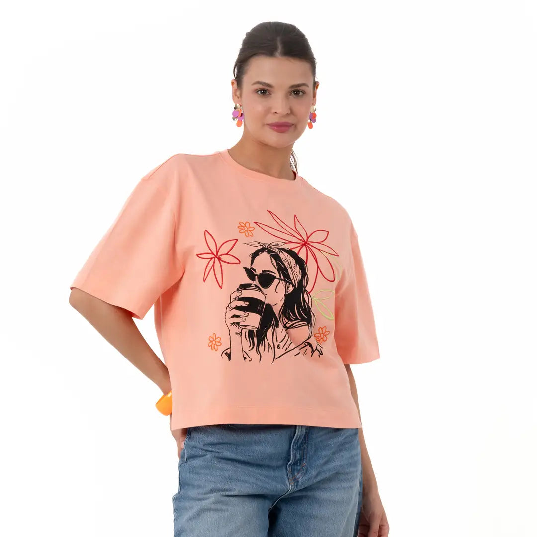 Coffee Crop Oversize Somon T-Shirt