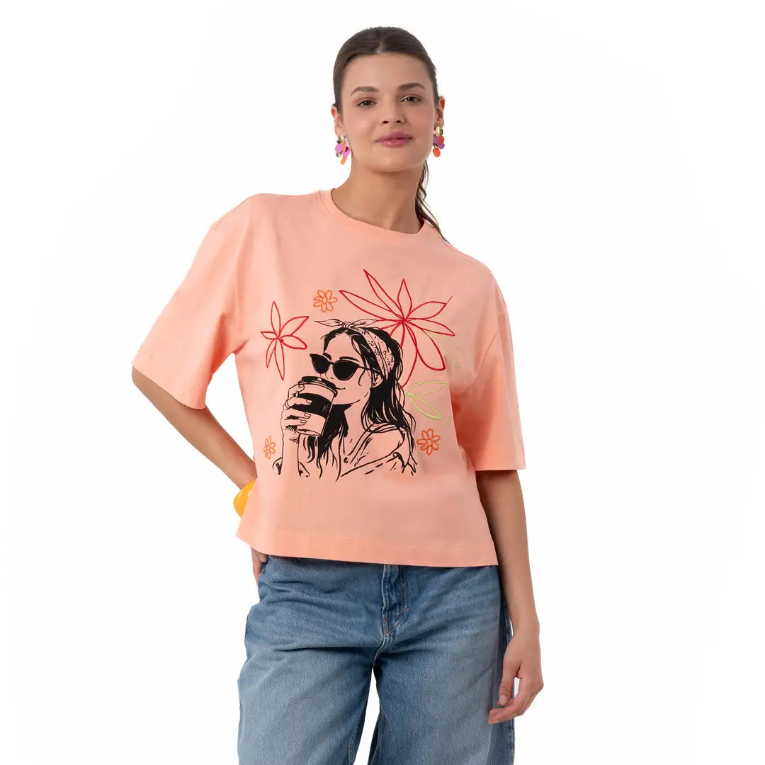 Coffee Crop Oversize Somon T-Shirt