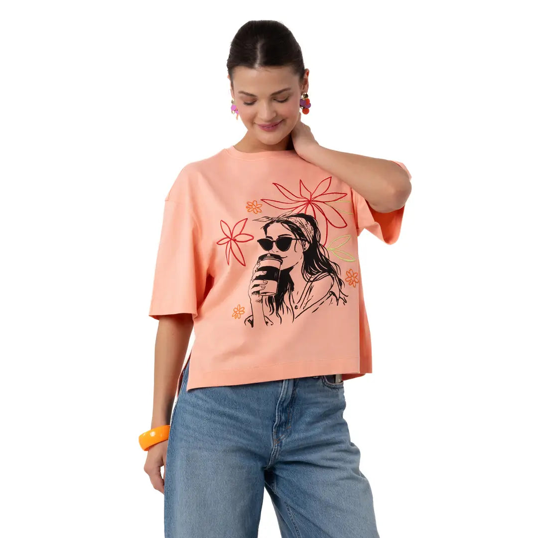 Coffee Crop Oversize Somon T-Shirt