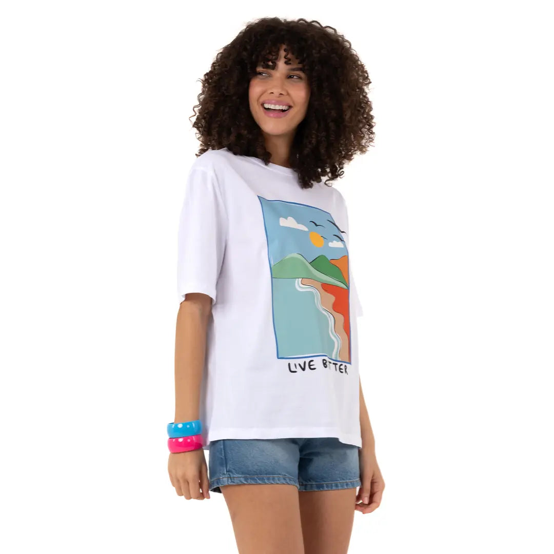 Live Oversize Beyaz T-Shirt