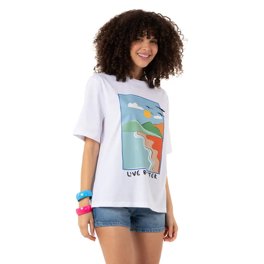Live Oversize Beyaz T-Shirt