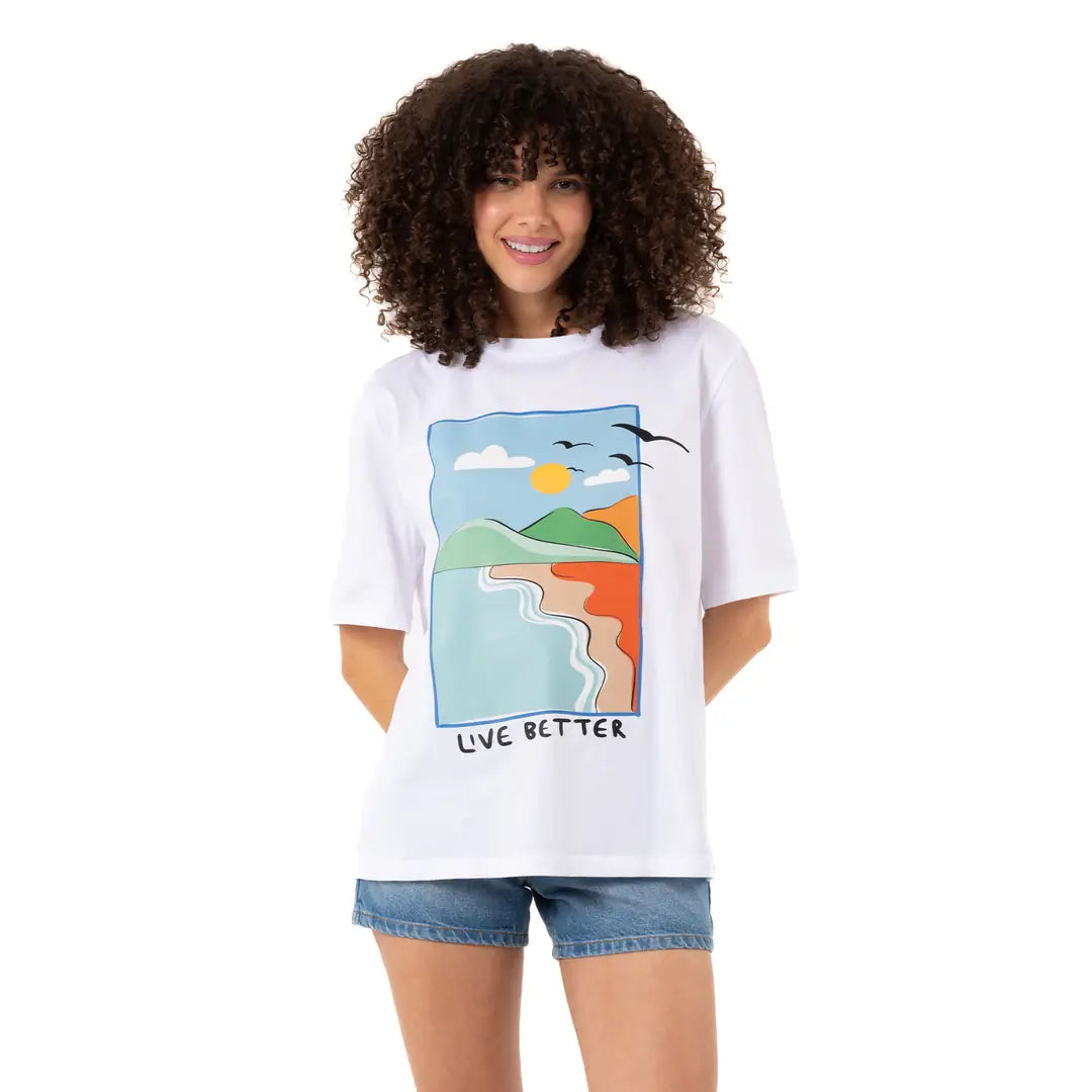 Live Oversize Beyaz T-Shirt