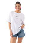 Be Happy Oversize Beyaz T-Shirt