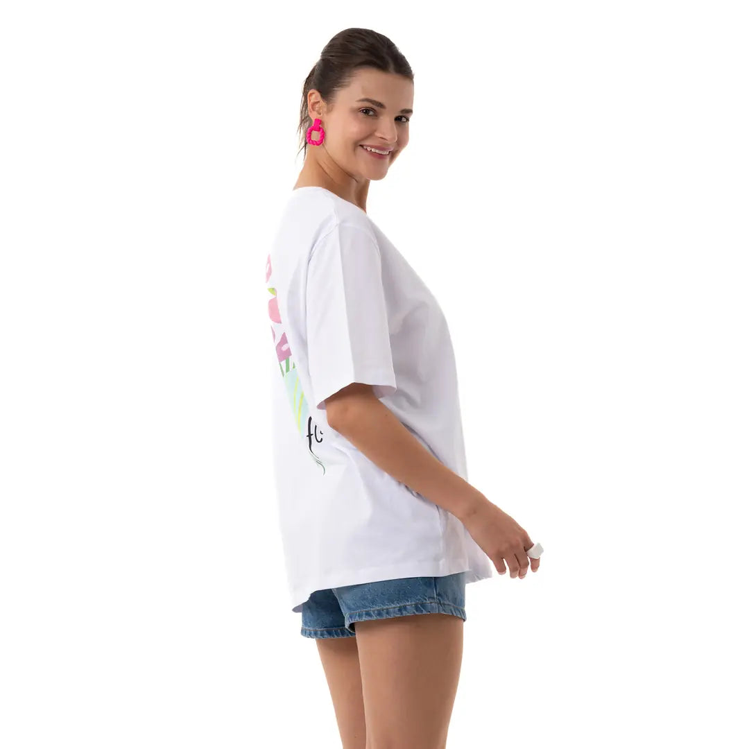 Be Happy Oversize Beyaz T-Shirt