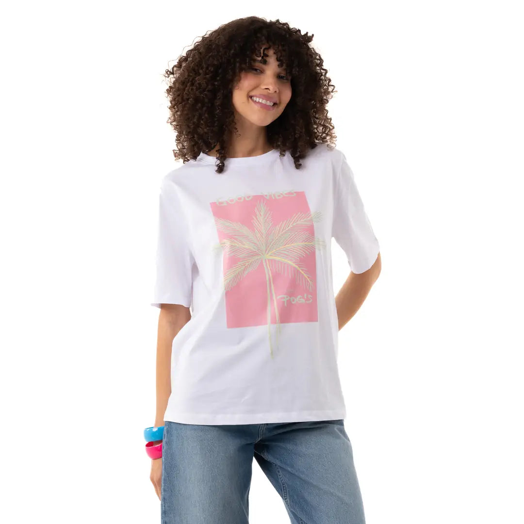 Good Vibes Oversize Beyaz T-Shirt