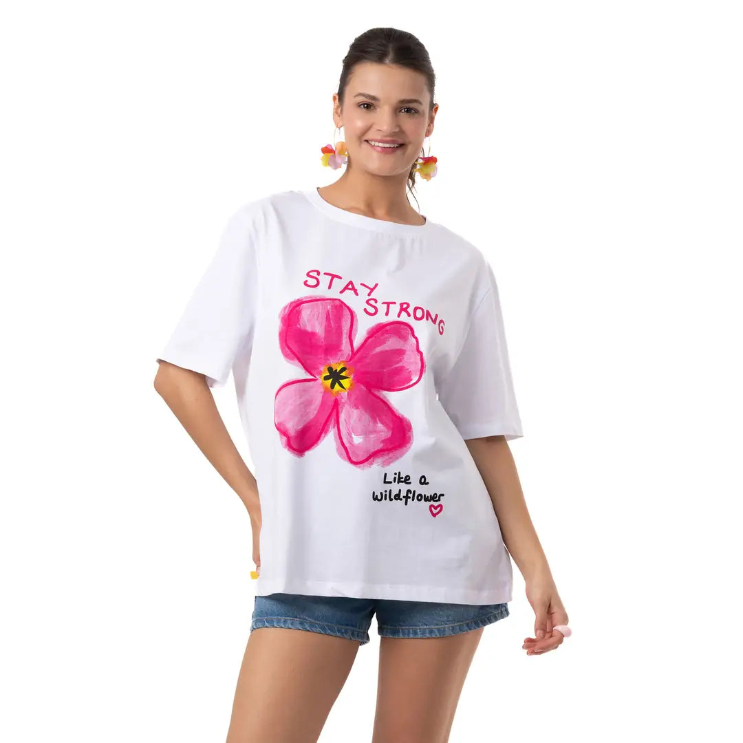 Wild Oversize Beyaz T-Shirt