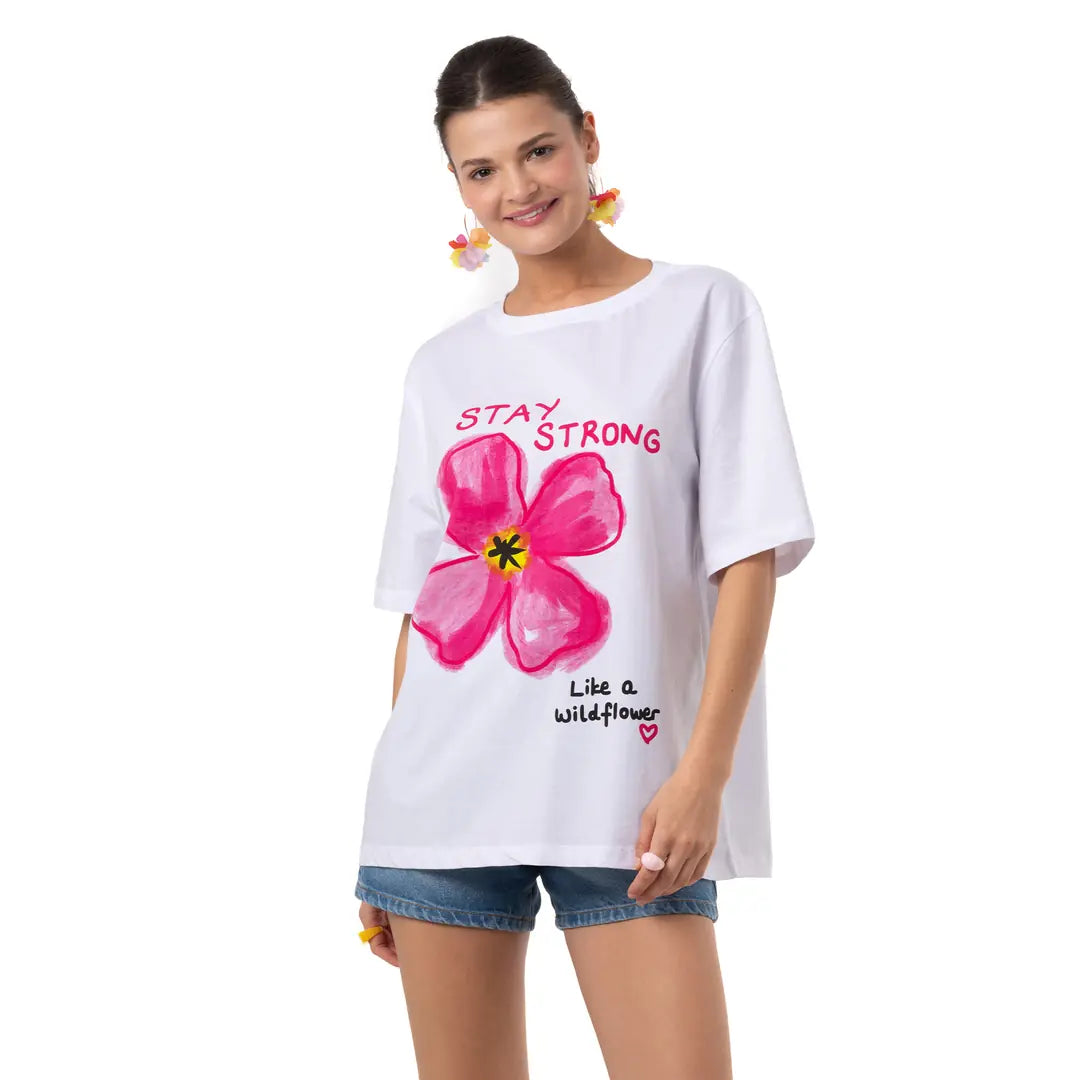 Wild Oversize Beyaz T-Shirt