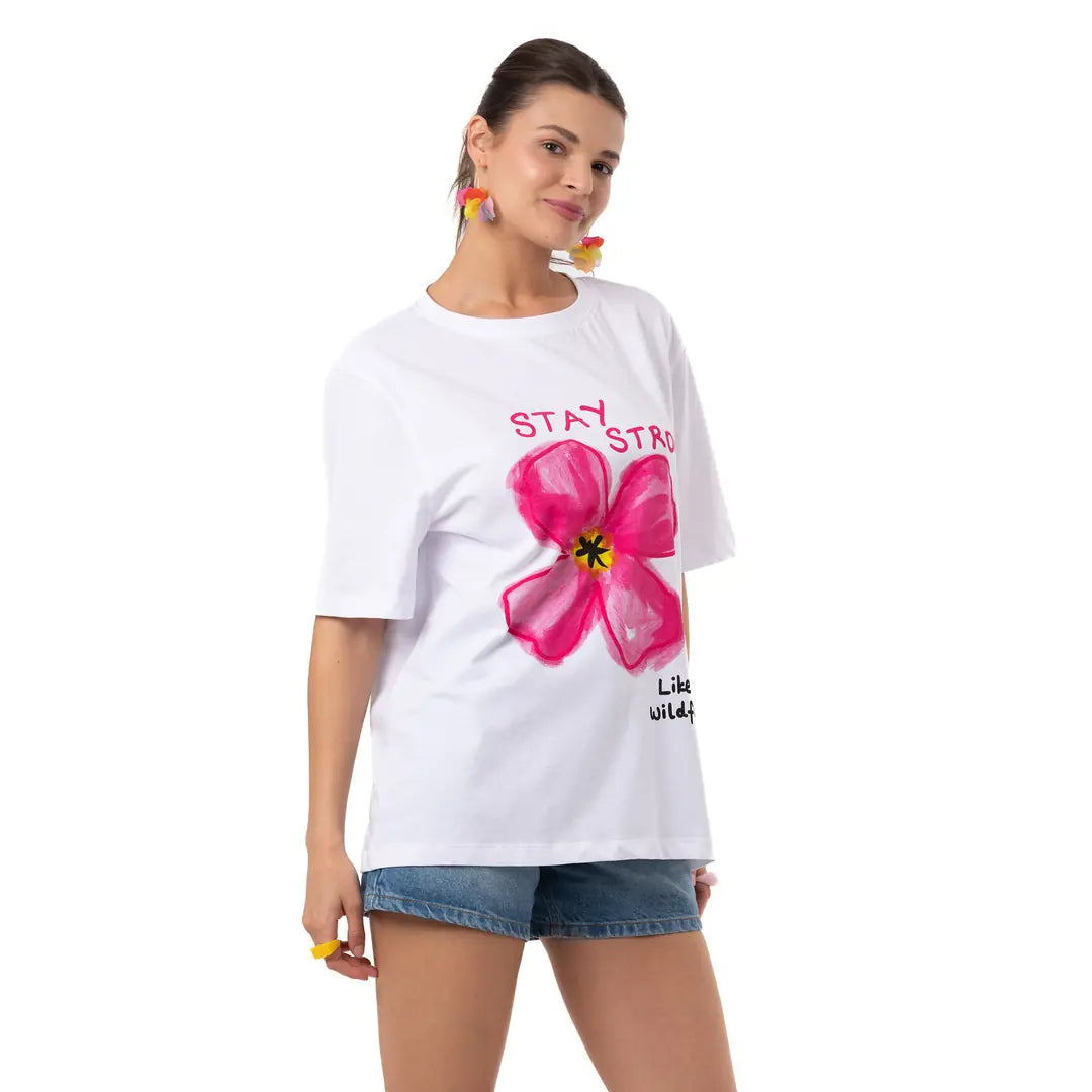 Wild Oversize Beyaz T-Shirt