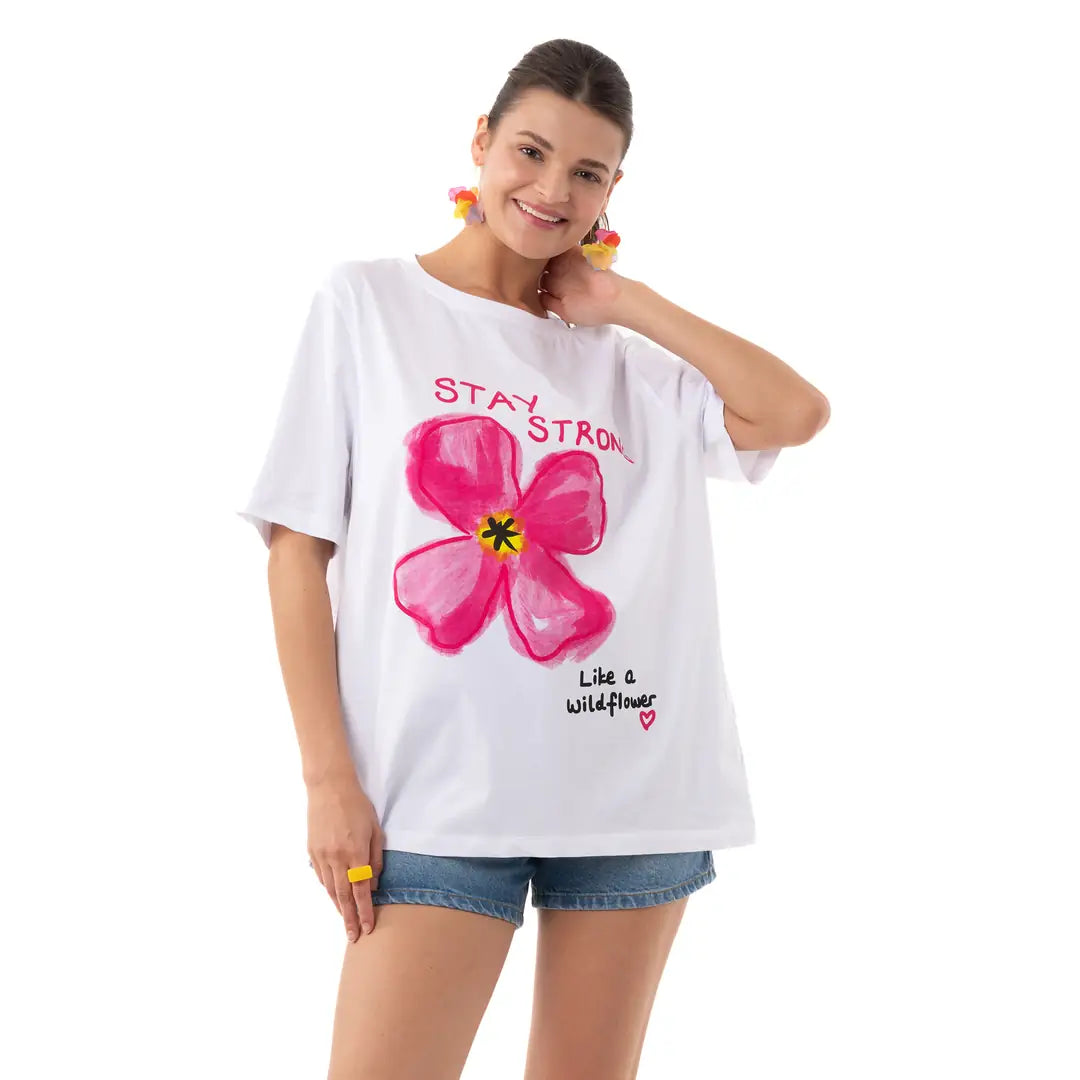 Wild Oversize Beyaz T-Shirt
